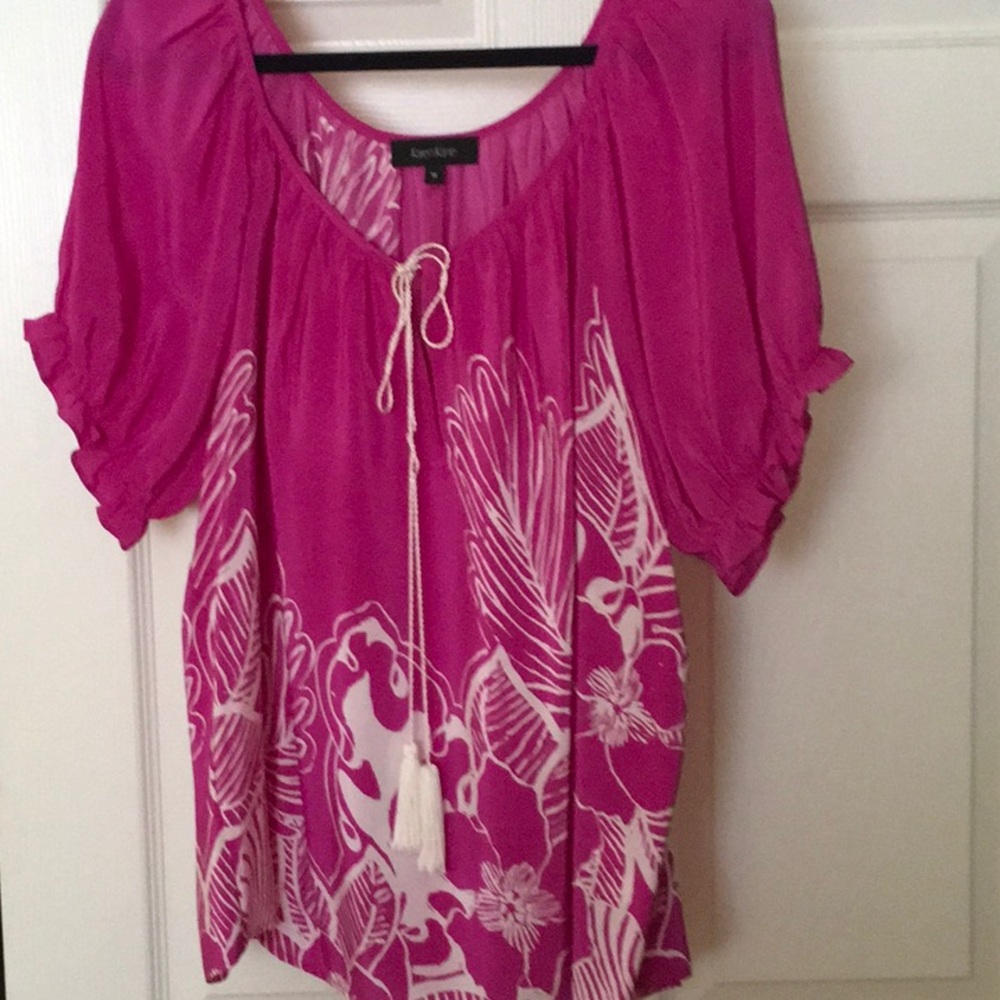 Brand New Karen Kane Fuchsia Silk Top 1X